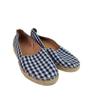 Merona Gingham Blue White Espadrille Slip On Shoes Sz 7
